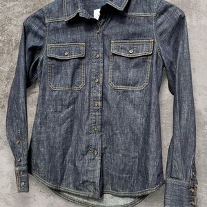 G. Label by GOOP Caro Denim Chambray Shirt SZ 2 Dark Rinse Button Down